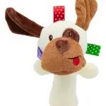 Sonajero Juguete Peluche Perro Con Chifle Para Bebé Color Blanco