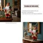 Papa Noel 35cm Muñeco Navideño Decoracion Con Luz Y Sonido Color Rojo