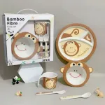 Vajilla Infantil Expreso Polar Bambú Mono 5 Piezas Marrón