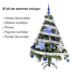 Arbol Navidad Tronador 1,20 + Kit 30 Azul Plata Black Friday