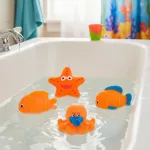 Set Animales De Goma Muñecos Para Jugar En La Bañera Color Naranja