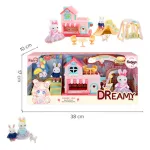 Casita De Conejos Familia Con Accesorios Juego Tobogan Color Rosa