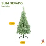 Árbol De Navidad Tronador Slim Nevado 1.20mts Base Metal