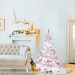 Arbol Navidad Blanco Tronador De Lujo 1.80mts + Kit Rosa