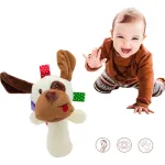 Sonajero Juguete Peluche Perro Con Chifle Para Bebé Color Blanco