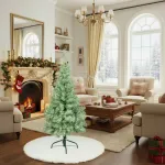 Árbol De Navidad Tronador Slim Nevado 1.20mts Base Metal