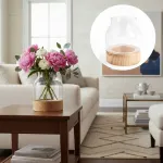 Portavela Vidrio Florero Con Base De Madera Deco Hogar 19cm Color Transparente
