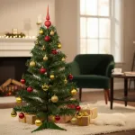 Arbol De Navidad Decorado Arbolito 1.20m Pino Carioca Color Rojo/oro