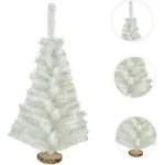 Árbol De Navidad Blanco 80cm Base Tronco Natural Fabesa Mini Pino