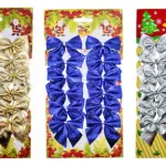 Adornos Decoración Árbol De Navidad Moños Brillante X12u