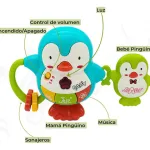 Sonajero Musical Bebe Pingüinos Music Con Luz Y Sonidos Color Celeste Expreso Polar