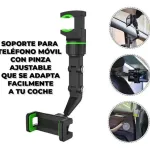 Soporte Celular Auto Espejo Retrovisor Giratorio 360° Color Negro