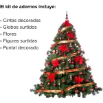 Arbolito Navidad Extra Lujo Patagonia 2.10mt + Adornos Plata