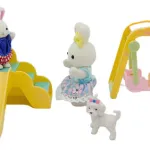 Casita De Conejos Familia Con Accesorios Juego Tobogan Color Rosa