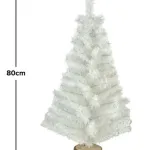 Arbol De Navidad Blanco Mini Arbolito 0,80mts Base De Tronco Natural