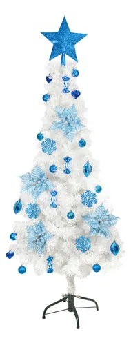 Producto Arbol Navidad Tronador Slim Blanco 1,50mt + Kit 31 Deco Azul Imagen