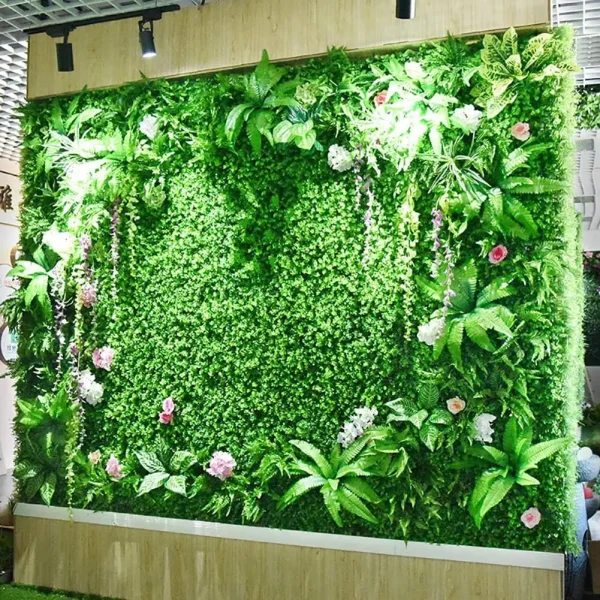 Jardin Vertical Artificial Muro Verde Frondoso Panel Plantas Verde/rosa