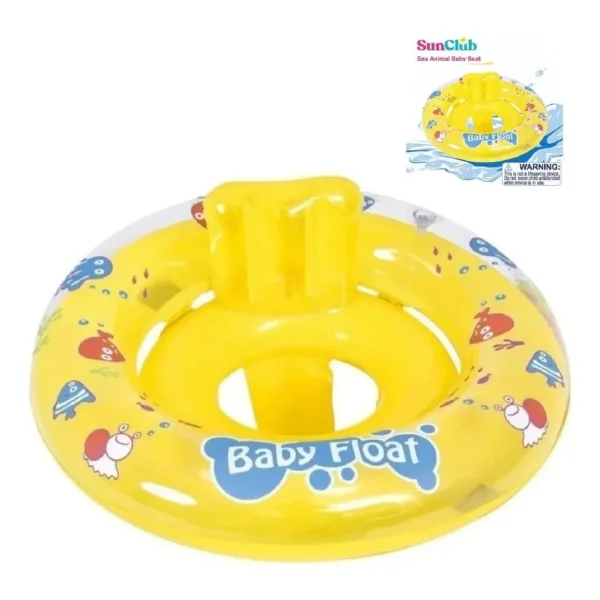 Aro Salvavidas Flotador Inflable Bebe Para Pileta 63cm Amarillo