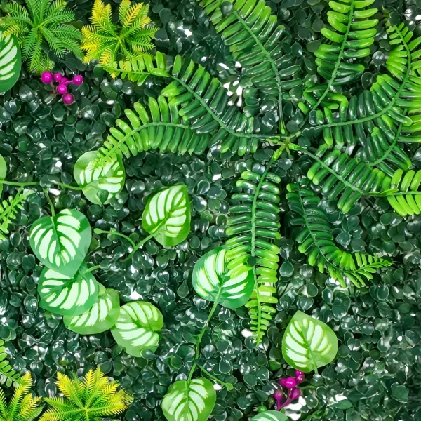 Jardín Vertical Cesped Artificial Flores Muro Verde 40x60cm Verde