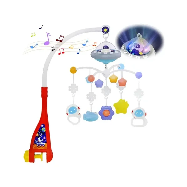 Movil Giratorio Bebe Con Proyecciones Y Melodias Astronauta Color Blanco