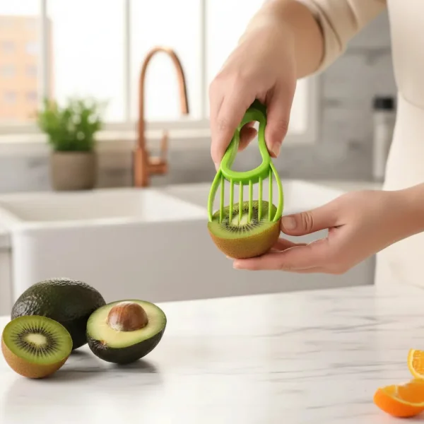 Cortador De Palta Multifuncional Cortador De Frutas 3 En 1 Verde