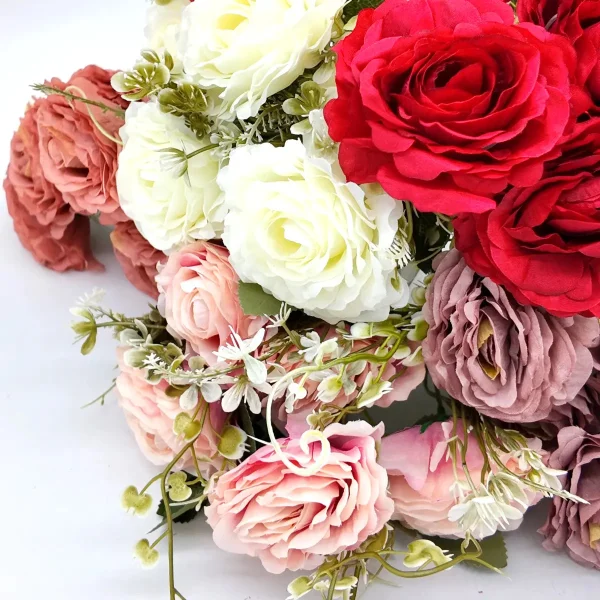 Ramo De Rosas Flores Artificiales 35cm Decoracion X1