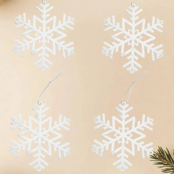 Adorno Colgante Copo De Nieve Decoración Navidad X4 Blanco