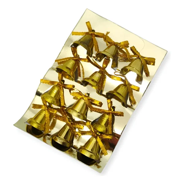 Adorno Decoración Árbol De Navidad Campana Colgante X12 Oro Campana Colgante
