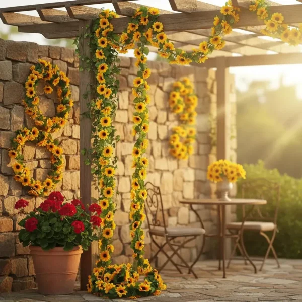 Enredadera Jardin Vertical Guirnalda Girasoles 2m Pack X6 Verde