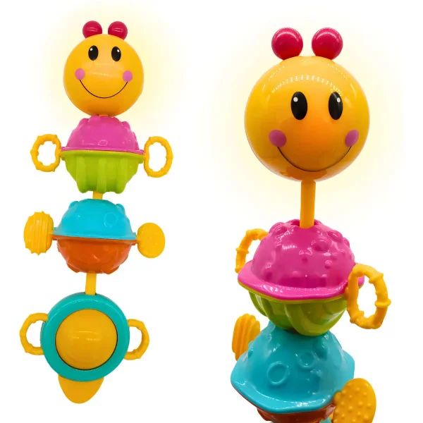 Sonajero Oruga Movil Musical Luz Sonido Bebe Didactico Amarillo