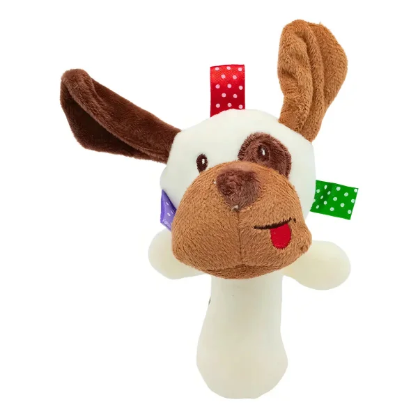 Sonajero Peluche Perro Blanco Para Bebe Con Chifle