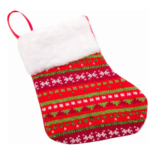 Bota Navideña Tejida Decoracion Navidad Adorno X1 Rojo Rojo