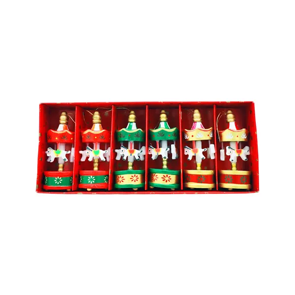 Set Adornos Carrusel Colgante Navideño Decoración Pack X6