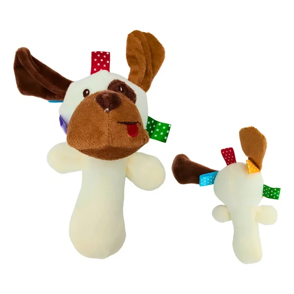 Sonajero Peluche Perro Blanco Para Bebe Con Chifle