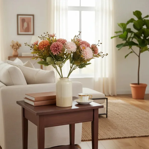 Ramo Crisantemos Flores Artificiales 30cm Decoracion X1