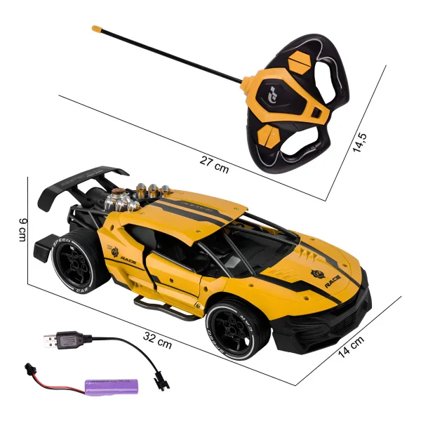 Auto Deportivo A Radio Control Remoto Con Efecto Humo Y Luz
