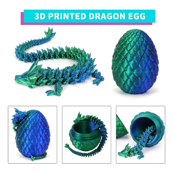 Huevo Sorpresa Dragón Articulado Juguete Niños Colección 3d