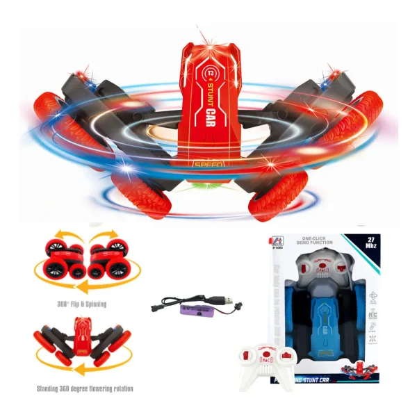Auto A Control Remoto Stunt Car Giro 360 Acrobacias Pro Rojo Stunt Car