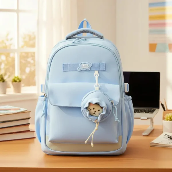 Mochila Escolar Urbana Porta Notebook Con Monedero Y Peluche