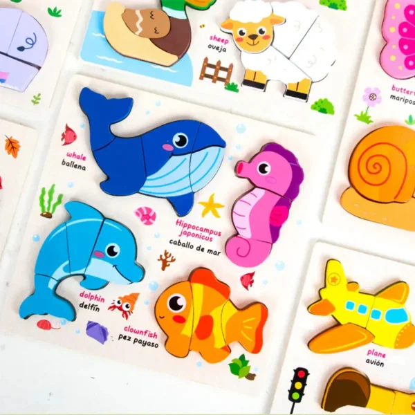 Juego De Encastre Rompecabezas 3d Madera Didáctico Niños Vehículos
