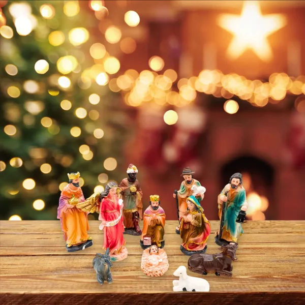 Pesebre Navideño Sagrada Familia De Cerámica Fabesa Con 11 Figuras