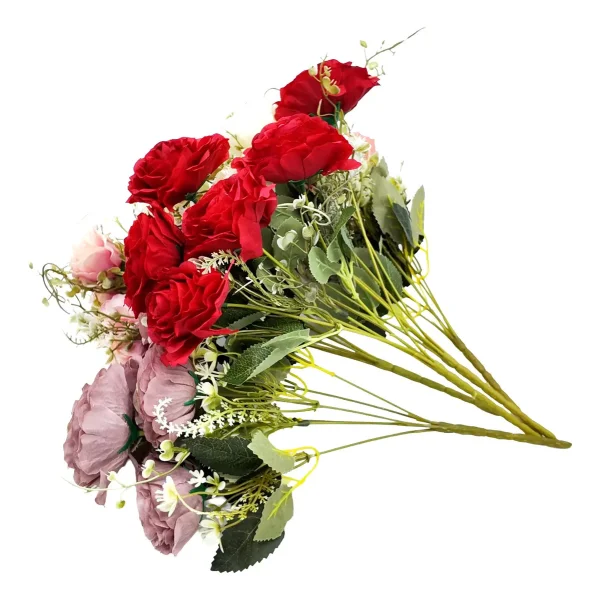 Ramo De Rosas Flores Artificiales 35cm Decoracion X1