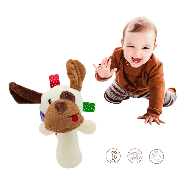 Sonajero Peluche Perro Blanco Para Bebe Con Chifle