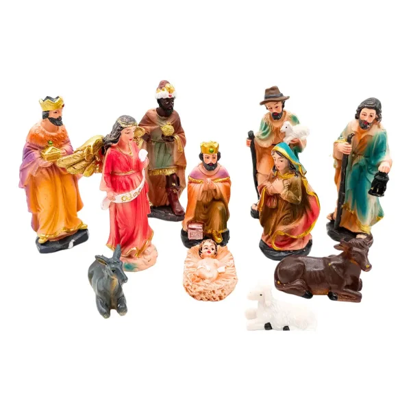 Pesebre Navideño Sagrada Familia De Cerámica Fabesa Con 11 Figuras