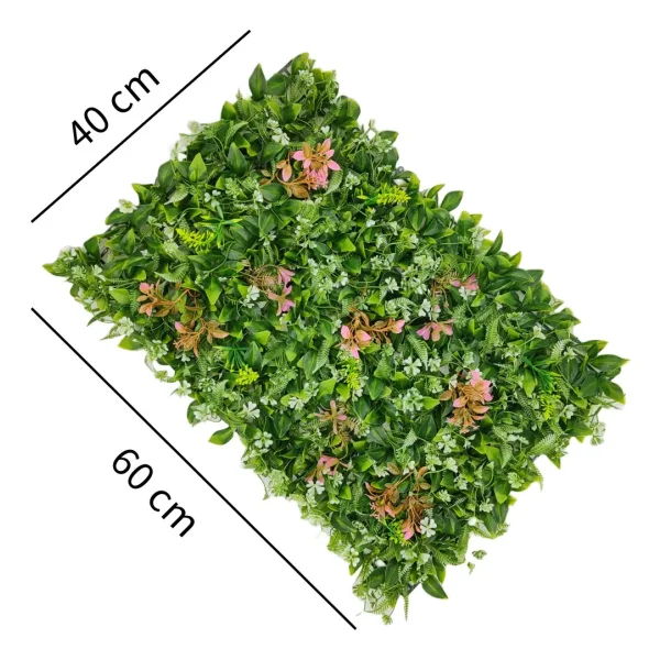 Jardin Vertical Artificial Muro Verde Frondoso Panel Plantas Verde/rosa