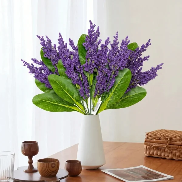 Ramo Artificial Flores Lavanda Astilbe Decoración Hogar 40cm Violeta