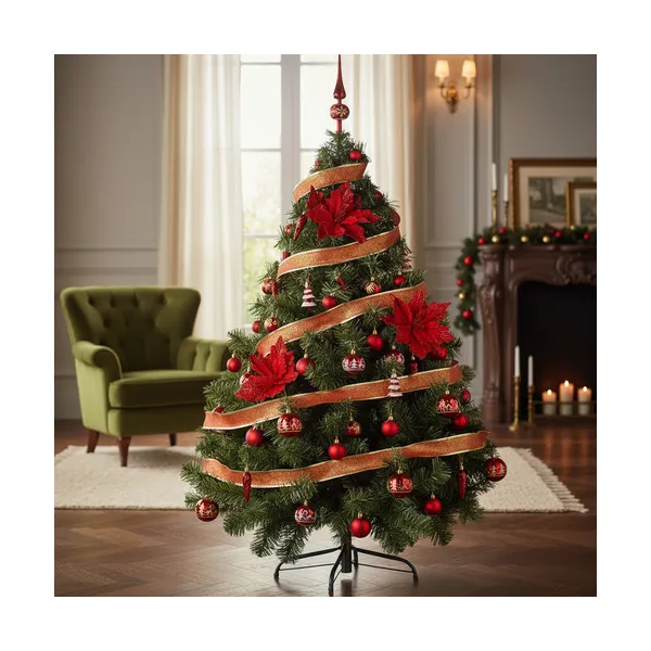 Arbolito Navidad Montañes Deluxe 1.50mts Con Adornos Rojo