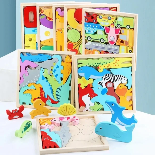 Rompecabezas De Animales Madera Encastre Bloques Didactico