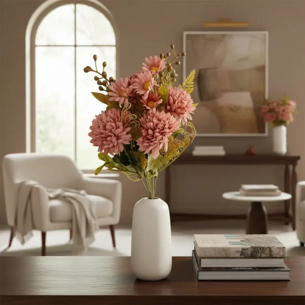 Ramo Crisantemos Flores Artificiales 30cm Decoracion X1