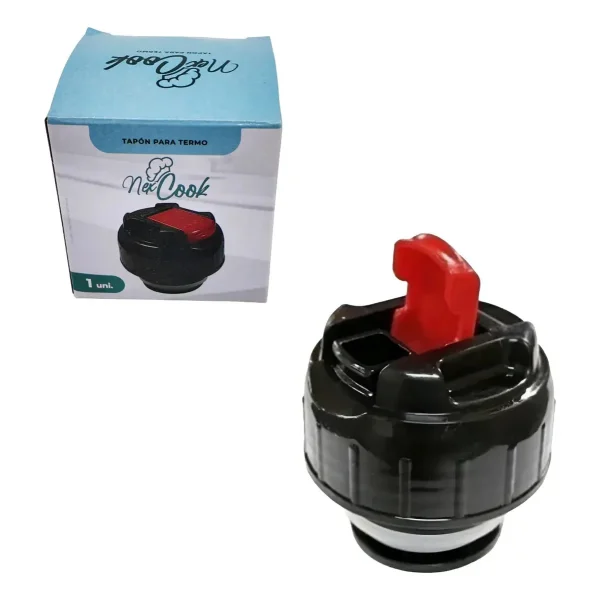 New Cook Tapa Para Termo Tapón Pico Cebador Repuesto Universal Pvc Negro